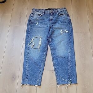 OWN Relaxed-Fit Twisted Seam Ripped Mom Jeans W29 L30